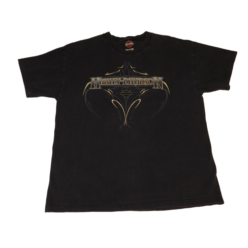 Vintage 2003 H.D. Harley Davidson black t-shirt LARGE USA made 100% Cotton